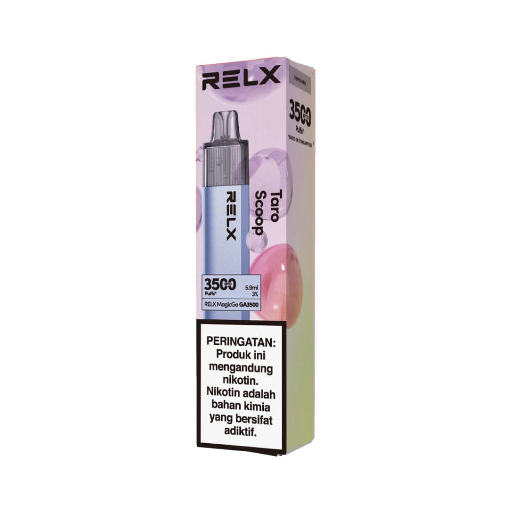  RELX IDN Disposable E-cigrette Vape RELX Disposable Magic Go Taro Scoop Flavor Flavour 3% Nicotine 6 ml E-liquid Indonesia's Top E-cig 