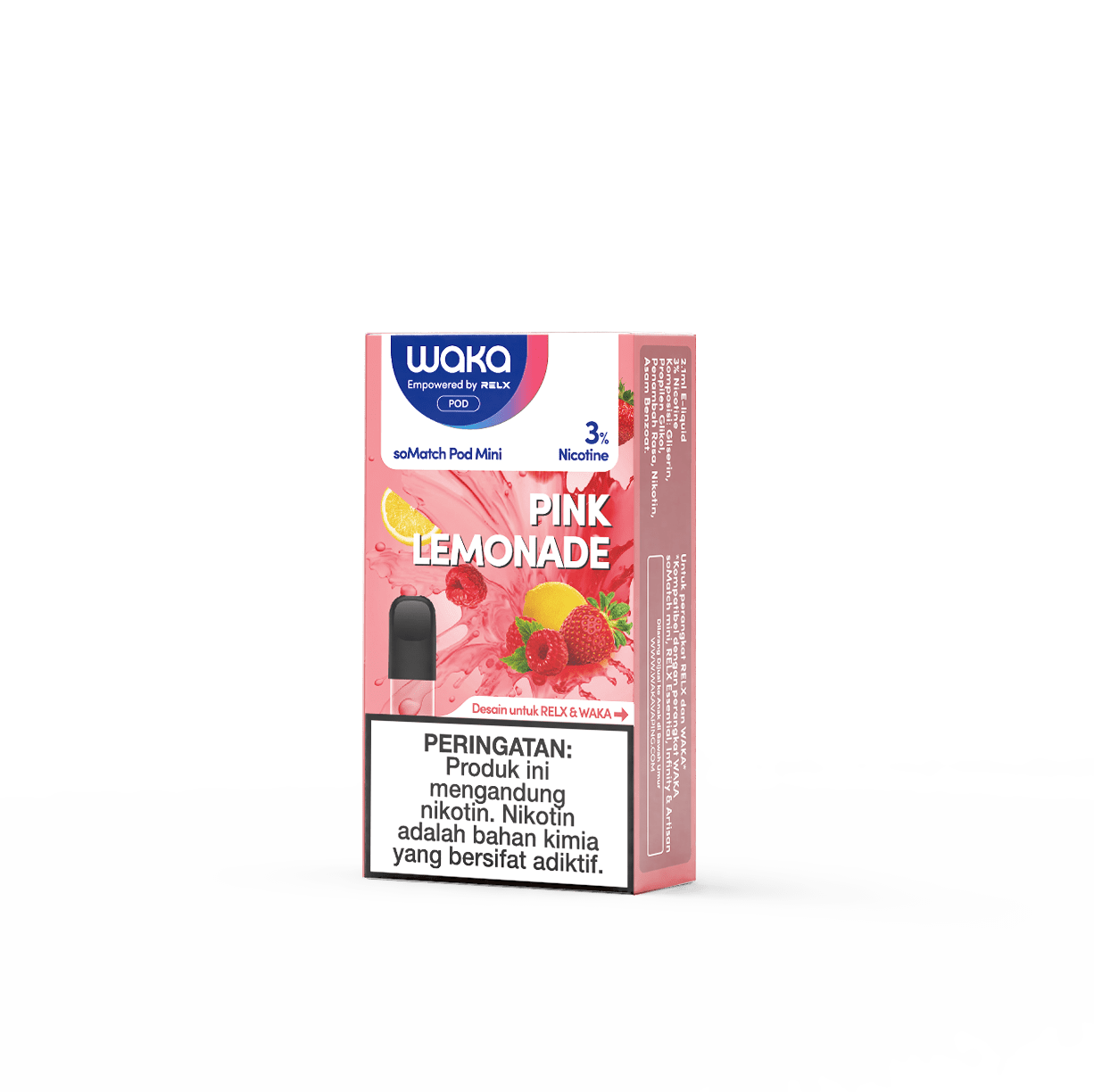  RELX IDN E-cigrette Vape WAKA soMatch Mini Pod Pink Lemonade Flavor Flavour 3% Nicotine 2.1ml E-liquid Best E-cigarette Brands 🍹