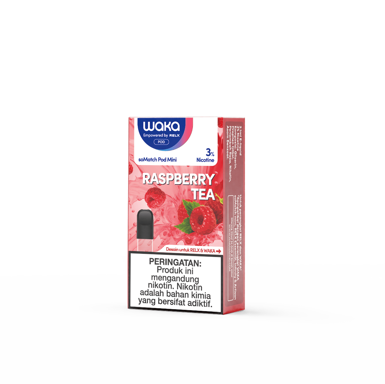  RELX IDN E-cigrette Vape WAKA soMatch Mini Pod Raspberry Tea Flavor Flavour 3% Nicotine 2.1ml E-liquid Best E-cigarette Brands 🍹