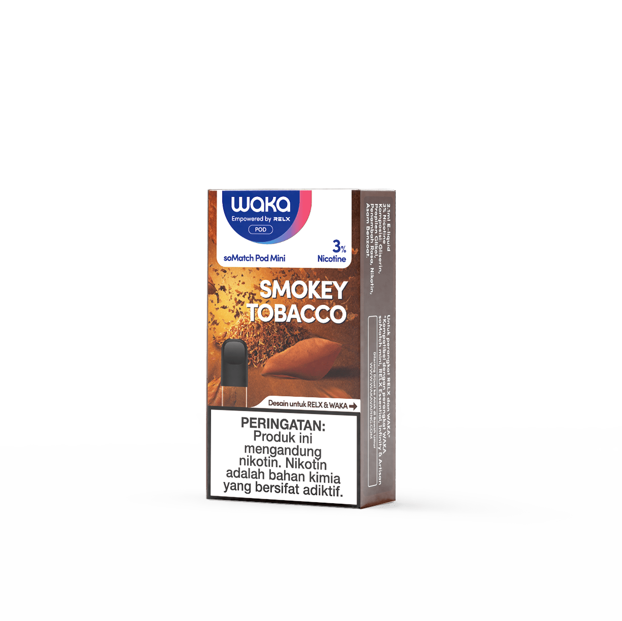 RELX IDN E-cigrette Vape WAKA soMatch Mini Pod Smokey Tobacco Flavor Flavour 3% Nicotine 2.1ml E-liquid Best E-cigarette Brands 🚬