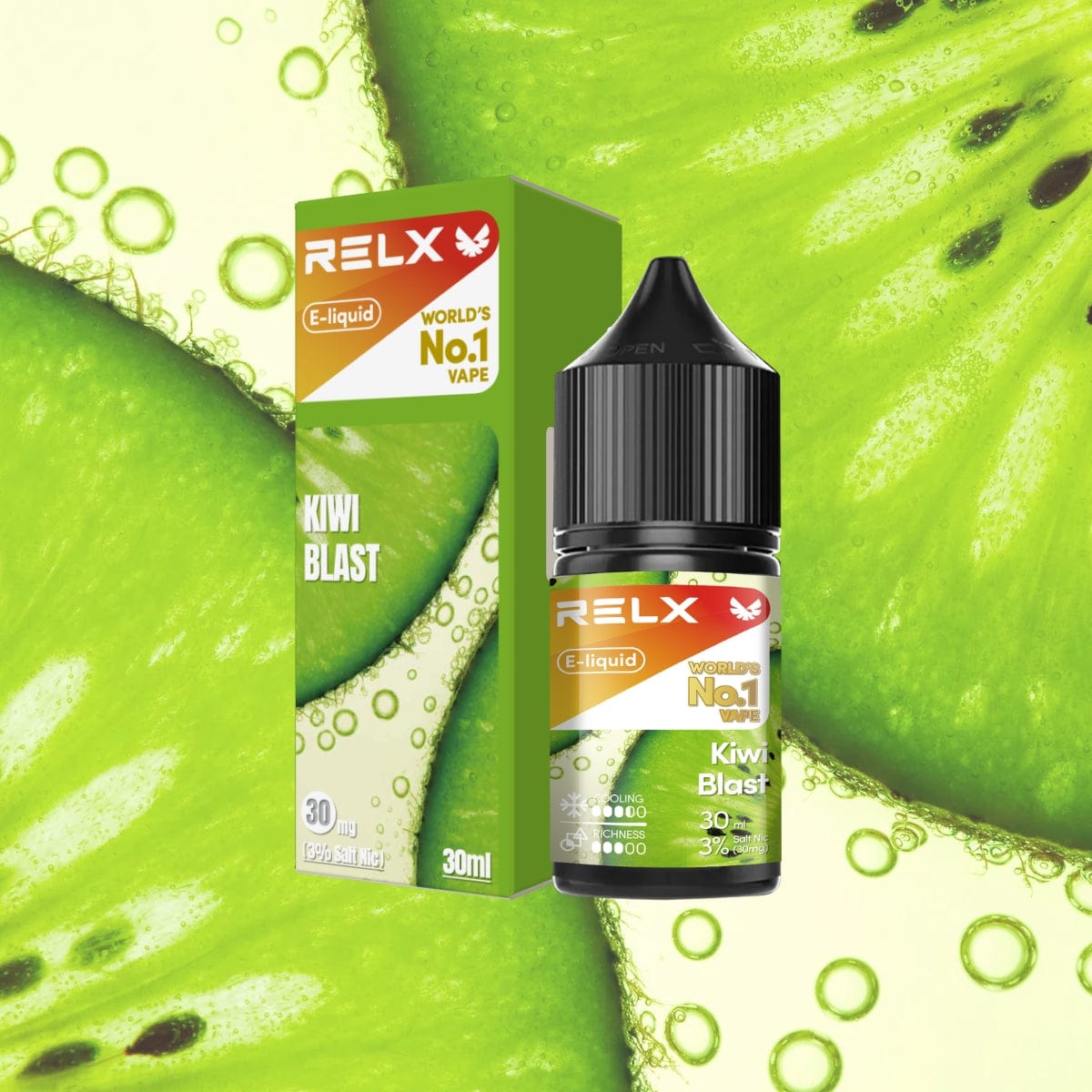  RELX IDN Disposable Vape E-liquid Kiwi Blast Price Rp 110000 3% Nicotine Indonesia's Premier E-cig Product  🥝
