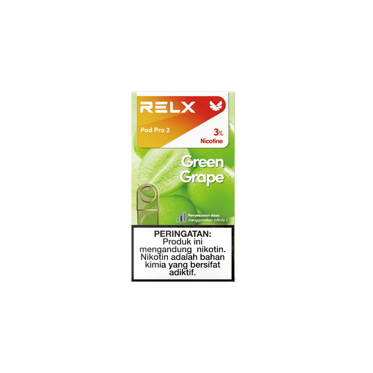 Shop RELX IDN Vape Pod Pod Pro2 Green Grape Price Rp 82000 3% Nicotine Best tasting e-cigarette 1.9ml E-liquid