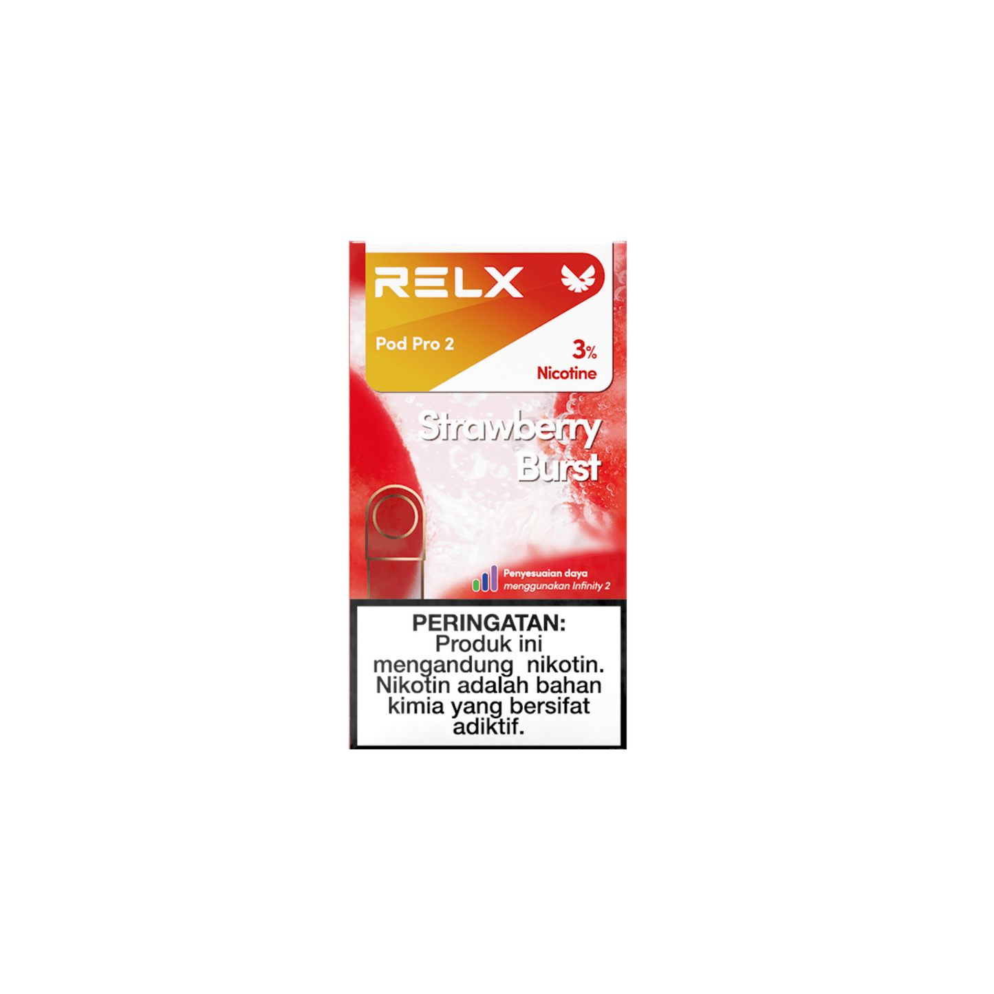 Shop RELX IDN Vape Pod Pod Pro2 Strawberry Burst Price Rp 82000 3% Nicotine Best tasting e-cigarette 1.9ml E-liquid